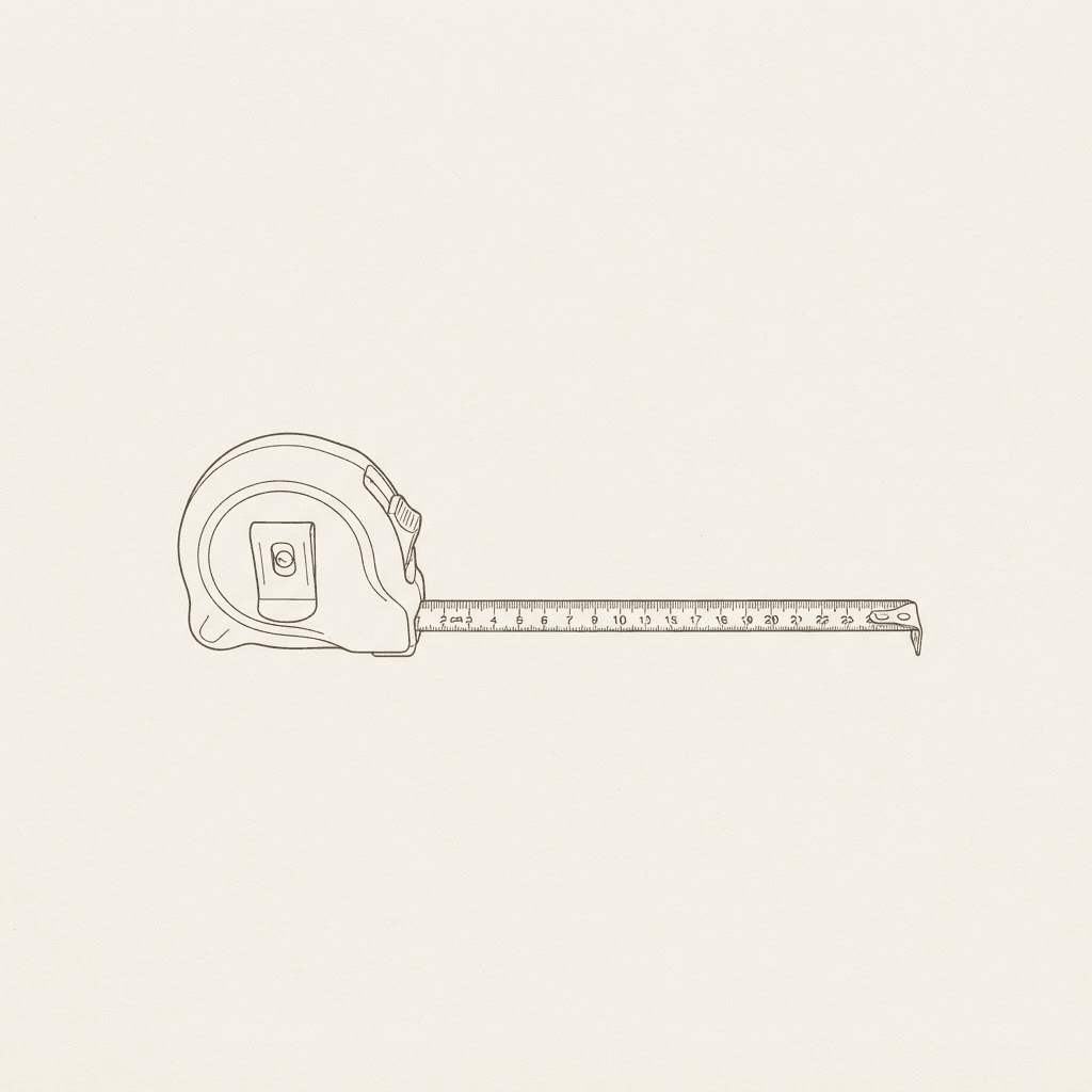 Line illustration of a retractable construction tape measure